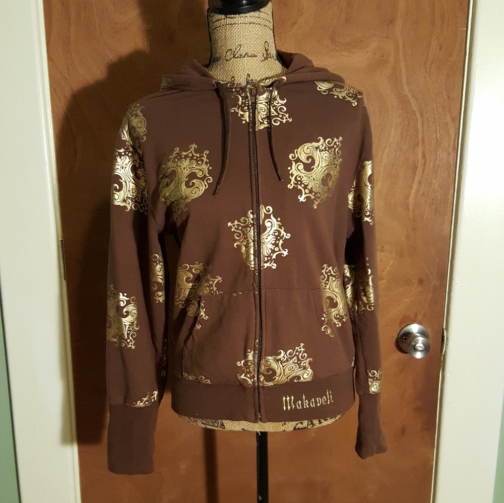 Makaveli Brown Gold Long Sleeve Hoodie